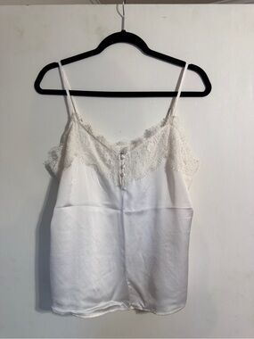 Abercrombie & Fitch White Lace Trim Satin Cami